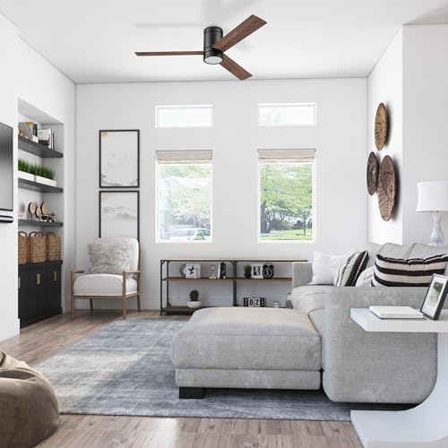 Prominence Home Espy Modern 52 Inch Ceiling Fan with Light, LED, Remote Control, Flush Mount Indoor Fan with 3 Blades, Matte Black and Honey Birch Blade Finish Options, Matte Black (51464-01) thumbnail 12