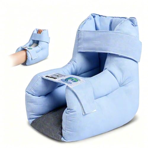 Image of EZ Assistive Heel Protectors for Pressure Sores & Bed Sores - Open Heel Design with Adjustable Straps, Soft & Supportive Padding, Machine Washable - One Size Fits Most (Single Pack,Blue)