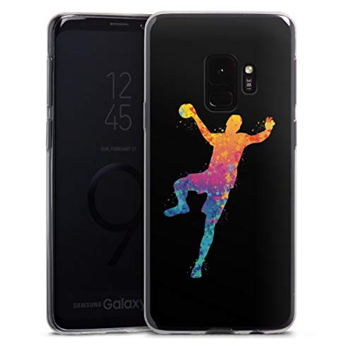 DeinDesign Slim Case extra dünn kompatibel mit Samsung Galaxy S9 Silikon Handyhülle transparent Hülle Handball Farbklecks Ball