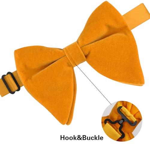 Image of Alizeal Velvet Pre-tied Adjustable Bow Tie for Men Oversize Formal Solid Tuxedo Bowtie