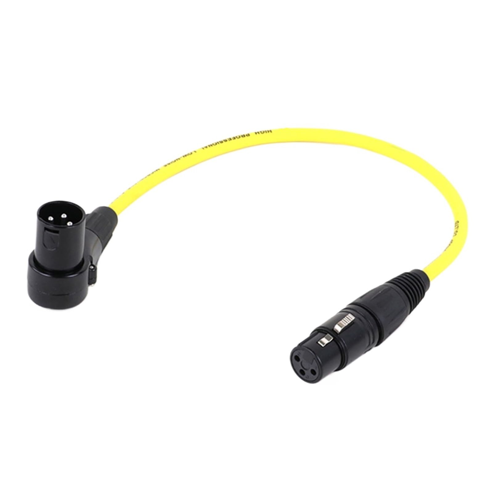 Kabel mikrofonowy XLR pod kątem prostym, 3 piny męski 90 stopni do kolorowego, zrównoważonego prostego kabla żeńskiego 0,3 M-15 M 1 szt. (żółty, 2m)