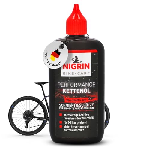 NIGRIN BIKE-CARE E-Bike-Kettenöl 100 ml Flasche Fahrradkettenöl verringert Reibung macht Fahrradketten leichtläufig
