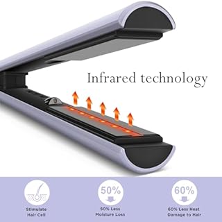 Infrared Ion Hair Straightener & Styler, 2 in 1 Ceramic Straightener Curls and Straightens, Anti-frizz and Shine Effect, Dual Voltage, 14 Adjust Temp 100-230℃ Purple
