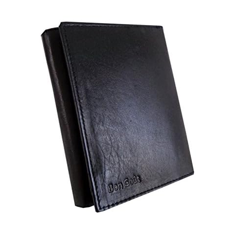 Bon Goût Men’s RFID Blocking Nappa Slim Leather Pocket Wallet Tall Black Cover