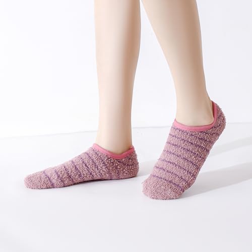 Image of SKOLA Cozy Winter Fuzzy Women Socks Grip Slippers Fluffy House Non Skid Microfiber Socks