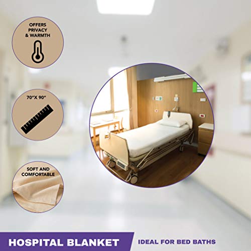 Jmr 70 X 90 Hospital Blanket - Poly/Cotton Blend Bed Bath Blanket For Patient Privacy - Comfortable - Lightweight Emergency Thermal Blanket (Unbleached) (Unbleached) #TOP4