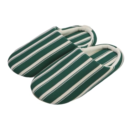 Unisex Men Women Shoes Classic Striped Warm Comfort Indoor Home Floor Quiet Slide Slippers