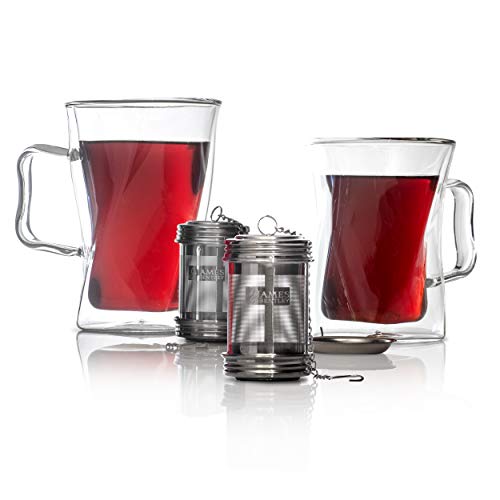 Tea Ball Infuser For Loose Tea 2 Pack Stainless Steel Filters Trainer With Double Screw Threaded Connection For Easy Cleaning Extra Fine Mesh Tea Ball Infuser Brew Tea, Spices & Seasonings #TOP2