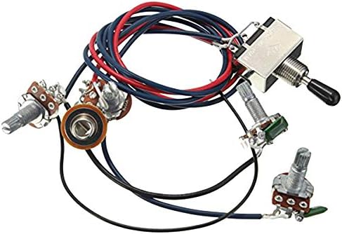 QONIA Lp Electric Guitar Pickups Wiring Harness Kit 2T2V 500K Pots 3 Switch With For Dual Humbucker Les Pual Style Guitar Replacements, Black Cap