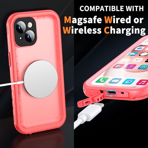 Cozycase TOP Military IP68 Waterproof Case for iPhone 14 - Heavy Duty 360 Shockproof Full Body with Screen Camera Protector Double Water Dust Drop Proof Hard Rugged Tough Bumper Front Back Cover Pink by Cozycase - Image 6