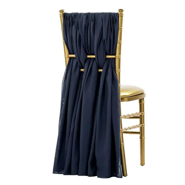 Écharpe de chaise en mousseline lot de 60 voilages bleu lac et blanc pour mariage