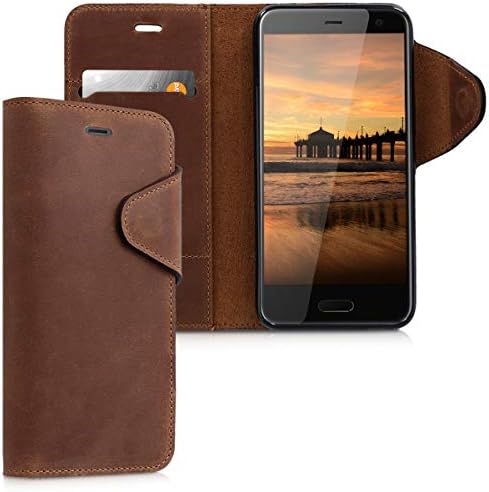 Case Compatible with HTC U11 Life - Genuine Leather Book Style Protective Cover with Card Slot -