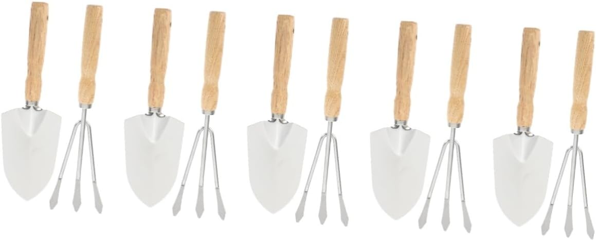 POPETPOP 5sets Hand Trowel and Garden Rake Tool Kit Lightweight Gardening Supplies for Easy Planting Digging and Transplanting Bonsai and Vegetables
