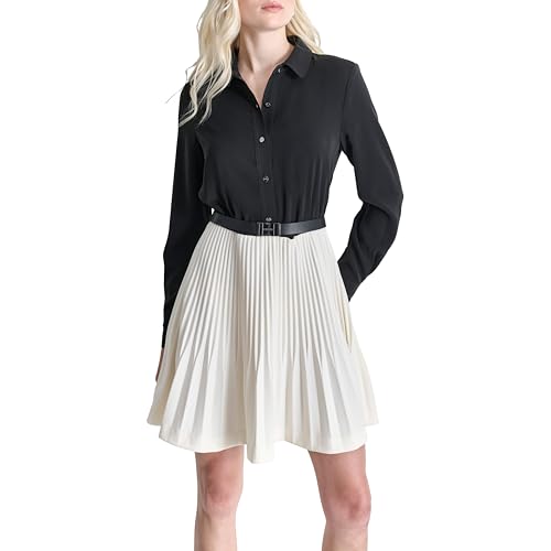Robe mini DKNY à manches longues et col chemise avec ceinture