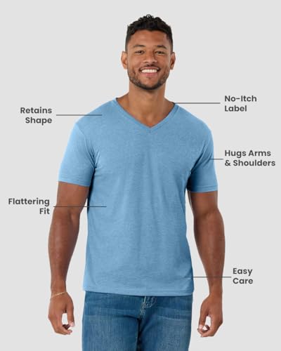 Image of Men's V-Neck T-Shirt Fitted Short Sleeve Soft Cotton Vneck Tees S-2XL