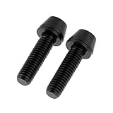 2 tornillos de cabeza cónica de aleación de titanio para bicicleta, arandelas M5 x 18, color negro