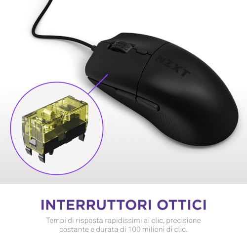 Lift 2 Ergo | Mouse gaming con cavo leggero ed ergonomico | Design leggero 61 g | Polling rate 8K | Switch ottici | Sensore ottico 26K DPI | Piedini 100% PTFE | Nero - Mouse gaming - Immagine 4
