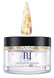 PrettyDiva Mikly White Dip Powder - SOMETHIN' DARING Collection Single Color 24K Glow Dip Nail Powder, 1Oz Mikly White with Gold Foil Flakes Marble Dip Powder for Salon Manicure