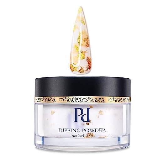PrettyDiva Mikly White Dip Powder - SOMETHIN' DARING Collection Single Color 24K Glow Dip Nail Powder, 1Oz Mikly White with Gold Foil Flakes Marble Dip Powder for Salon Manicure
