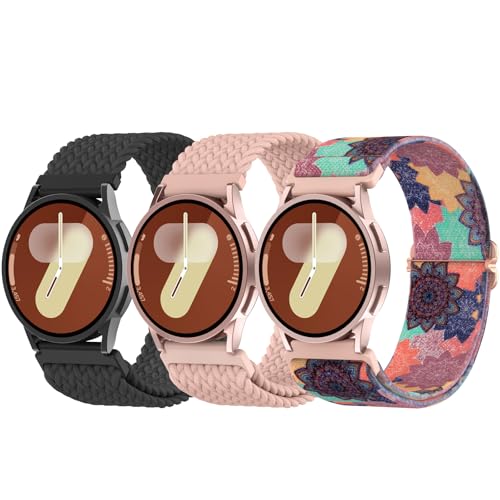 Delidigi Stretchy Galaxy Watch Band for Samsung Galaxy Watch 7/6/5/5 Pro/4/FE/Active 2, 20mm Soft Breathable Nylon Elastic Strap, Adjustable Comfortable Sport Replacement Band for Women Men