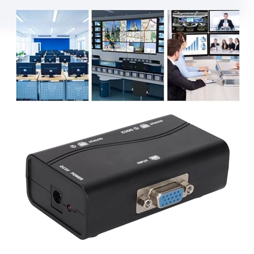 QANYEGN VGA Splitter, 1 in 2 Out 250MHz USB Powered 1080P Video Splitter, Video Distribution Duplicator for Screen Duplication
