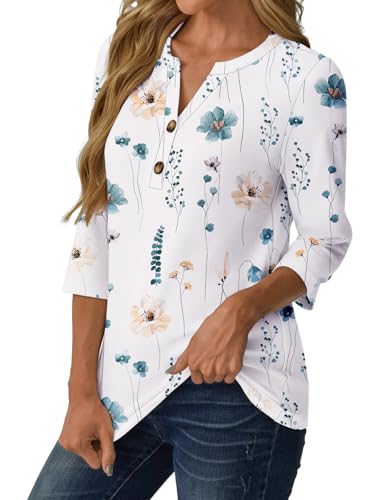 GKBK Women's Henley V Neck Button Down Blouse (Various) - image 4
