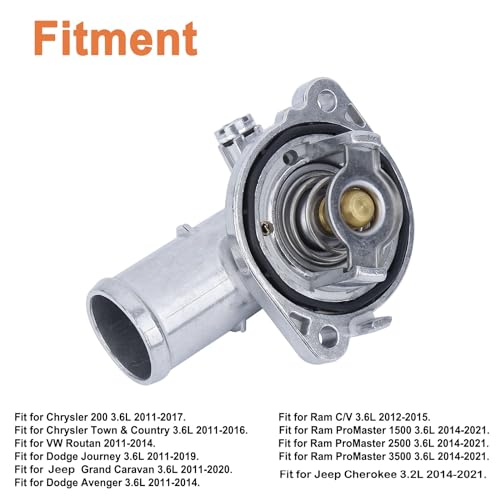 Upgrade aluminum thermostat housing assembly. Replaces part # 5184570AH, 902-3036.Fit for 2011-2021 Dodge Journey & Grand Caravan, Chrysler Town & Country, Dodge Avenger& VW Routan. - Thumbnail 3