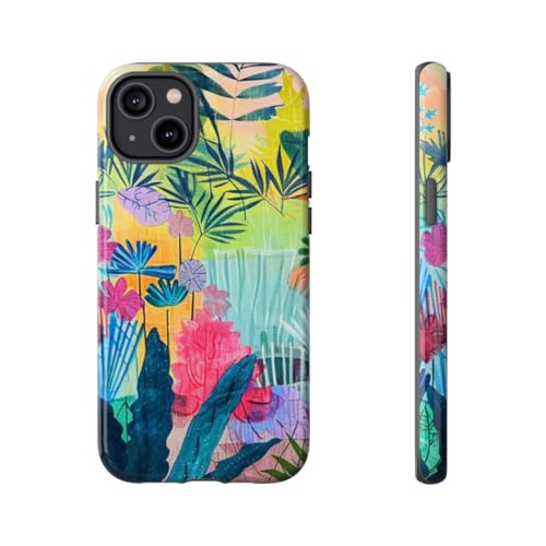 Coque iPhone 14 Plus rigide pour éviter les rayures avec style tropical
