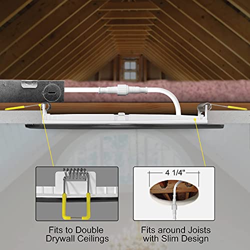 Nuwatt | 12 Pack | 4 Inch Ultra-Thin Led Recessed Lighting, Selectable 2700K/3000K/3500K/4000K/5000K, 630 Lumens, Ic Rated, Dimmable Slim Panel Light, Black Trim Canless Wafer Light, Metal J-Box, Etl #TOP5