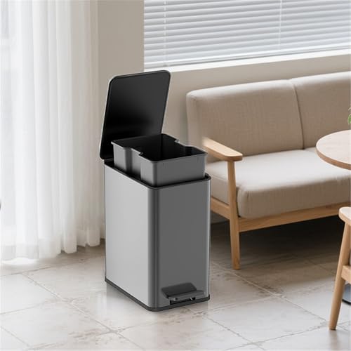 Caneca de basura rectangular de pedal de acero inoxidable negra miniatura 5
