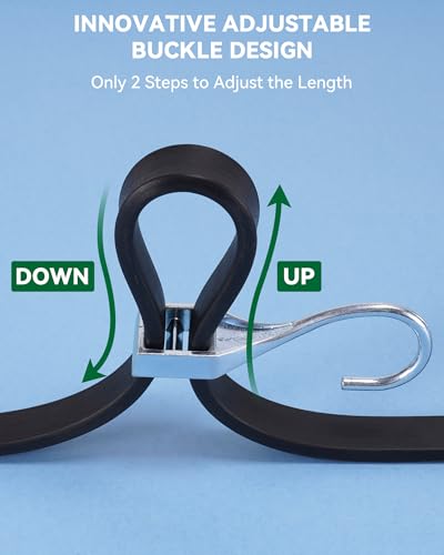 Image of Lucky Straps 18 Inch Adjustable Rubber Bungee Cords, 8 Pack, Black | Easy to Adjust from 6 inch to 18 inch, Rubber Tarp Straps with 1.9X Stretch & Crimped S Hooks for Cargo, Tarps, Van, Truck, Outdoor
