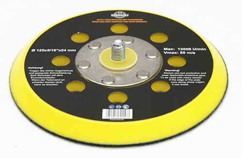 Eisenwolf Plateau de ponçage velcro de 125 mm pour ponceuse excentrique avec filetage extérieur UNF 5/16