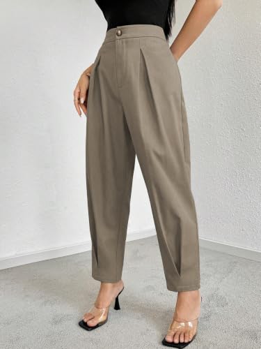 Image of GRECIILOOKS Balloon Fit Ankle Length Women Casual Trousers | Ankle Length Pants for Women Zip & Button | Woman Trousers Balloon Pants