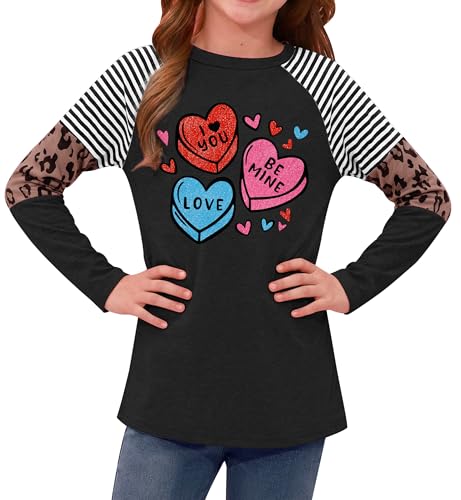 Image of BesserBay Girls St Patrick's Day Raglan Shirt Irish Sequin Lucky Stripe Shamrock Graphic Top 4-14 Years