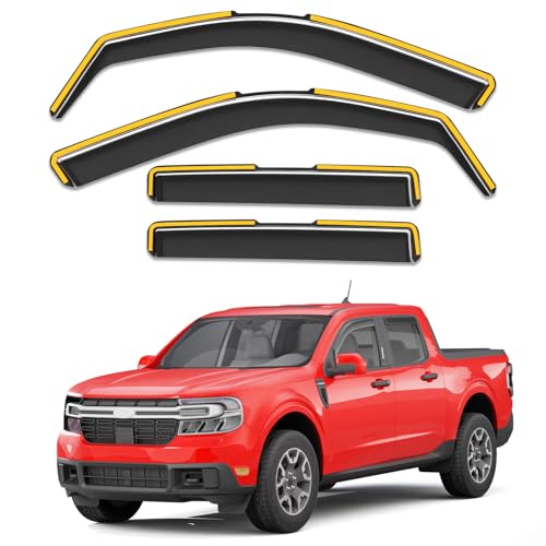 Image of in-Channel Window Visors Rain Guards for Ford Maverick 2022-2026 | Extra-Thick,Extra Durable,Window Deflectors,Vent Visors,Vent Shades,Truck Accessories,Polycarbonate (PC)