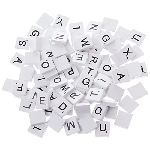 100 piezas de fichas de madera con letras coloridas