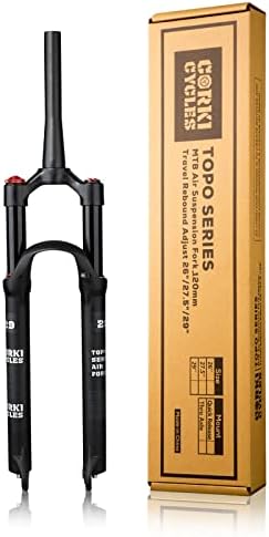 corki Cycles Mountain Bike Air Suspension Fork 29" Travel 120mm-QR 9mm- Tapered MTB Front Fork
