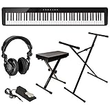 Casio Privia PX-S1000 88-Key Digital Piano (Black), Bundle with Bench, Stand, Sustain Pedal and Headphones