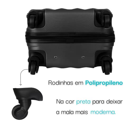 Kit de Malas de Viagem de Bordo Com Rodas 360° Fibra Rígida ABS ANAC