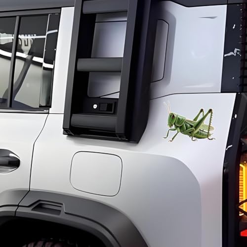 Realistic Grasshopper, a Green Insect Sticker 2-piece Set of 5.1-inch Waterproof Vinyl Stickers, Suitable for Cars, Motorcycles, Windows, laptops, Easy to Stick, Tear and Leave no Marks FG075