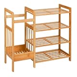 Honey-Can-Do Bamboo Entryway Organizer with 5 Coat Hooks and 3-Tier Shoe Rack – Multi-Purpose Hall...