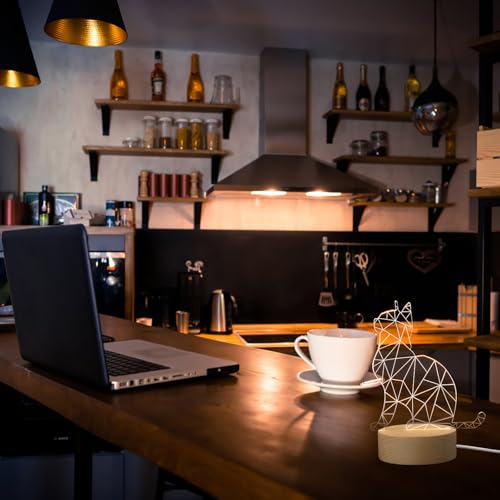 Lámpara de Mesa de Noche LED Animal Gato 3D Pequeña miniatura 6