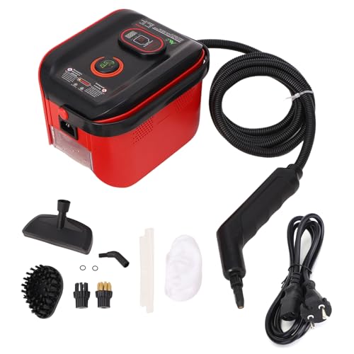 Inscrip Limpiador a vapor, 1500 W, alta temperatura, depósito de agua de 1,2 l, pantalla LED, limpiador de vapor multiusos con 3 velocidades ajustables y 4 cabezales de cepillo, para ventanas, cocina