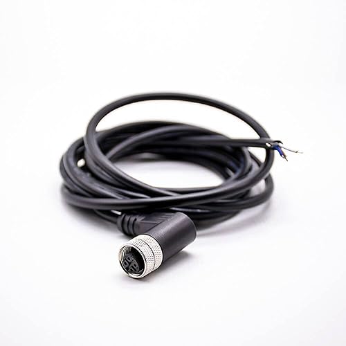 Miniatura 48 de Elecbee Conector M12 A-Code Cable sobremoldeado de ángulo recto de cabeza hembra única (cable de 5 pines de 6.6 ft/6.6 pies) Cable de 5 pines 2M/6.6
