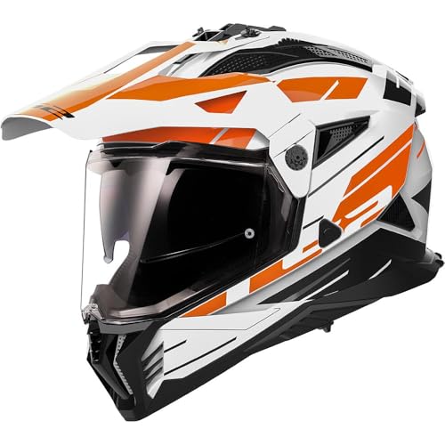 Casque moto cross LS2 Pioneer II Namib taille M blanc orange