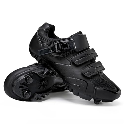 Hixingo Zapatilla de Ciclismo MTB Hombre Mujer Zapatos Bicicleta Montaña Exterior, Respirables Zapatillas de Ciclismo Adulto Unisex Compatibles SPD Lock System, 36-47EU (Blanco,41)