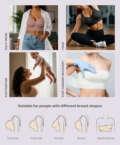 Image of SHAPELLX Post Surgery Bras Front Closure Compression Bra Surgical Wirefree Mastectomy Bra with Adjustable Straps