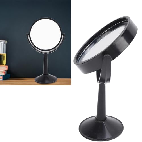 Image of 4 Inch Round Concave Mirror, Clear Adjustable Reflection Lens for Physics Class Labs Glass Black ABS Frame 1 Pack