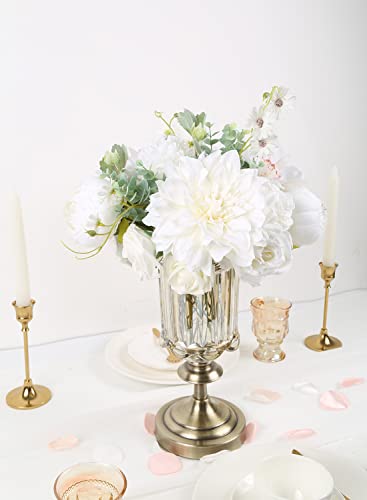 Ipopu Artificial Flowers Combo White Fake Flowers Silk Flowers Roses Peony Flowers Bridal Bouquets Flower Decor For Diy Wedding Table Centerpieces Arrangements Cake Baby Shower Decor (Classic White) #TOP1