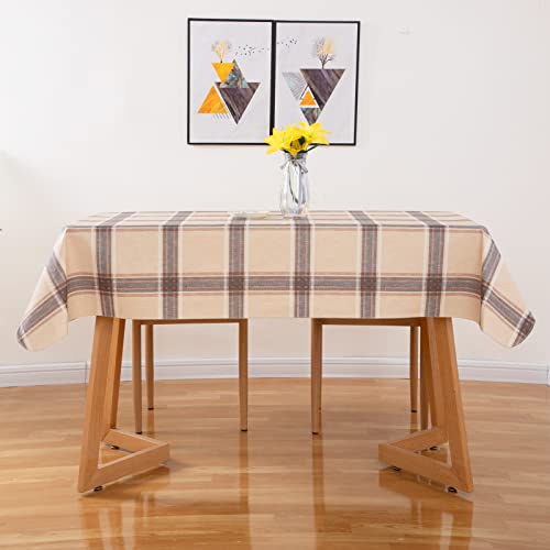 Ray Star Vinyl Tablecloth Rectangle, Waterproof Oil Proof Plaid Table Cloth With Flannel Backing Pvc Table Cover Stain Resistant Wipe Clean For Dining Outdoor Picnic Camping 52 X 90 Inch #TOP1